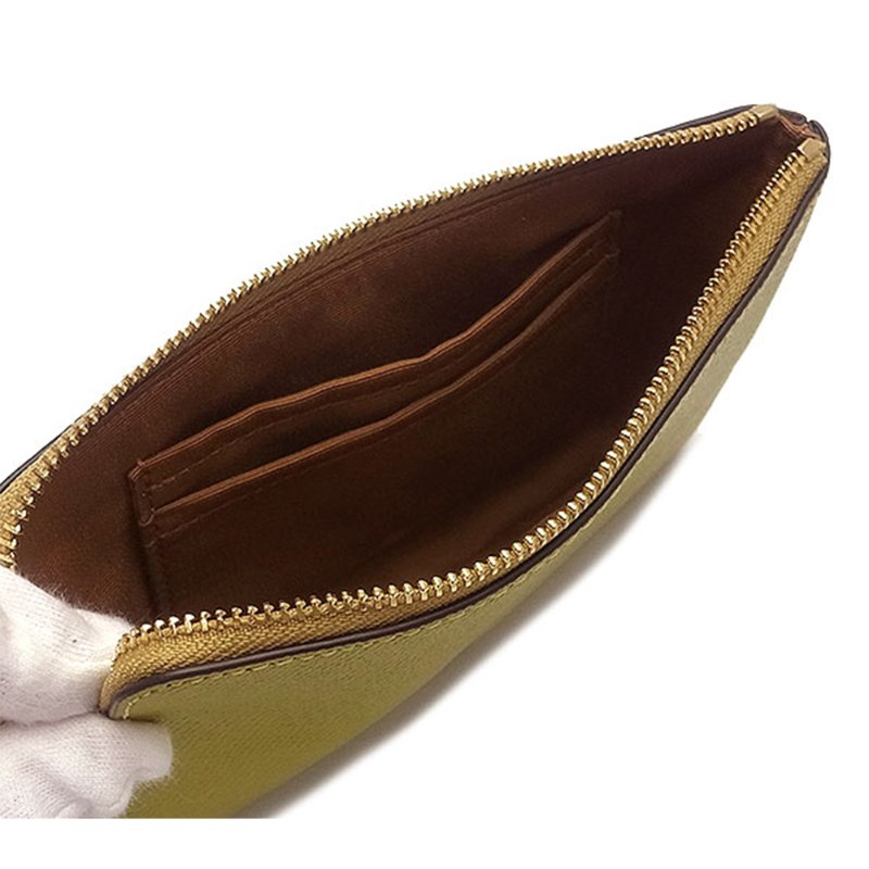 【COACH】素面皮革Ｌ型拉鍊手拿包-土黃色-3