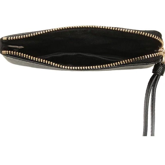 【COACH】素面皮革Ｌ型拉鍊手拿包-黑色-2