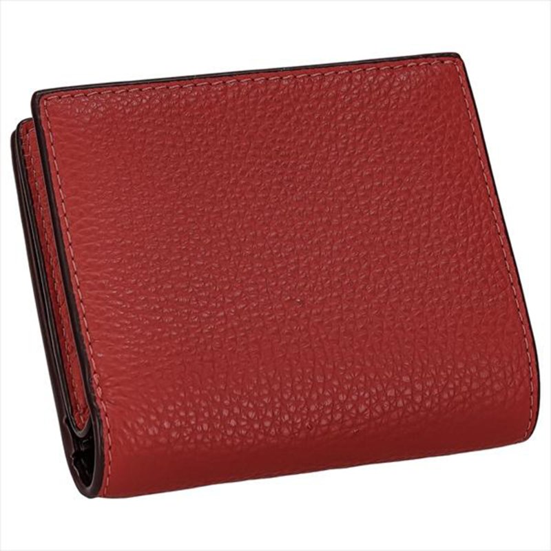 【COACH】鵝卵石皮革二折短夾-紅色-2