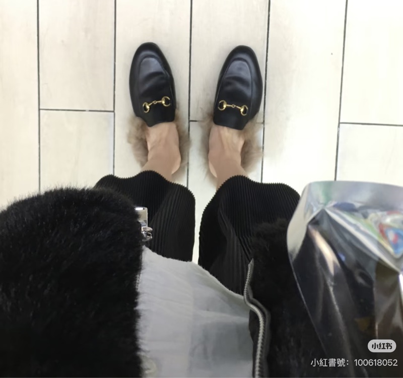 914intheair精品代購『全新閒置』Gucci 毛毛馬銜扣穆勒拖39-2