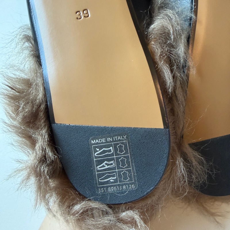 914intheair精品代購『全新閒置』Gucci 毛毛馬銜扣穆勒拖39-18