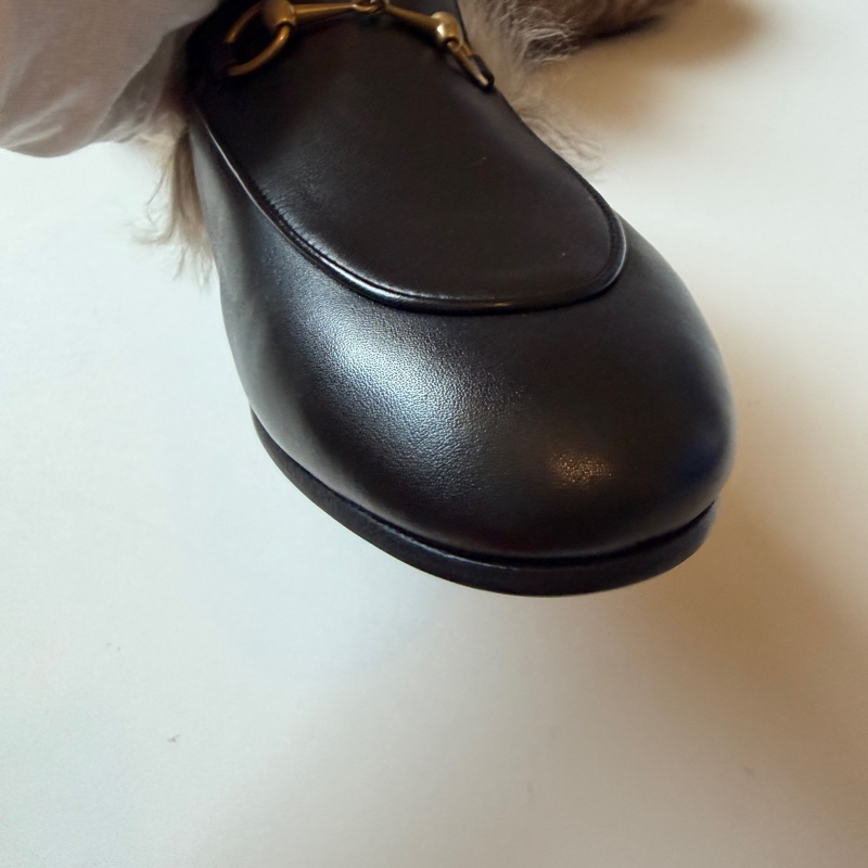 914intheair精品代購『全新閒置』Gucci 毛毛馬銜扣穆勒拖39-27