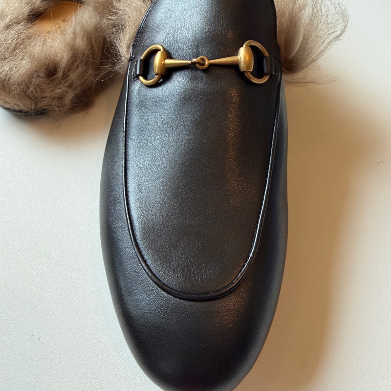 914intheair精品代購『全新閒置』Gucci 毛毛馬銜扣穆勒拖39-32