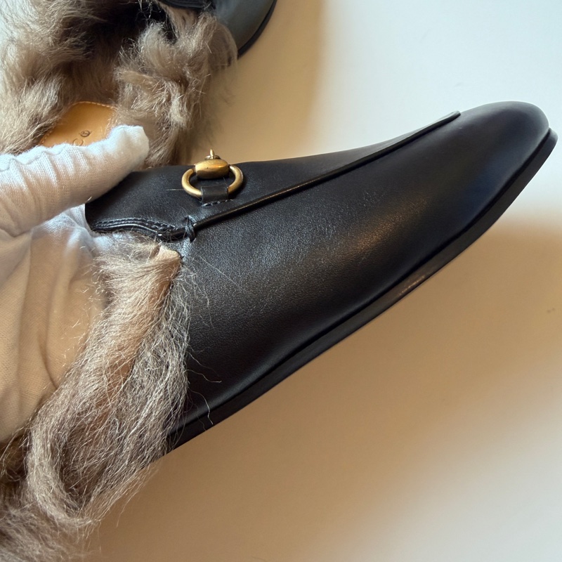 914intheair精品代購『全新閒置』Gucci 毛毛馬銜扣穆勒拖39-33