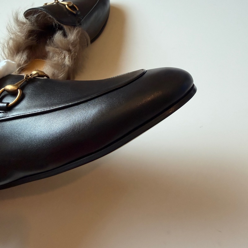 914intheair精品代購『全新閒置』Gucci 毛毛馬銜扣穆勒拖39-34