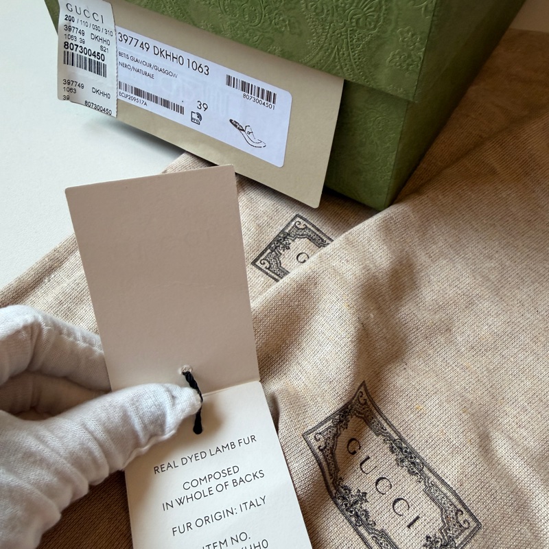 914intheair精品代購『全新閒置』Gucci 毛毛馬銜扣穆勒拖39-35