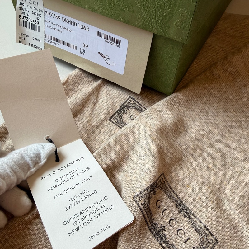 914intheair精品代購『全新閒置』Gucci 毛毛馬銜扣穆勒拖39-36