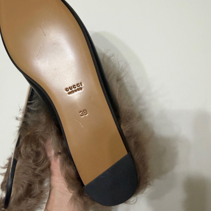 914intheair精品代購『全新閒置』Gucci 毛毛馬銜扣穆勒拖39-40
