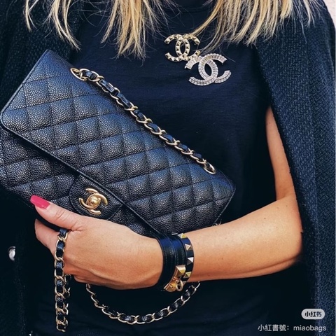 全配❤️ 香奈兒 #深海藍 #荔枝牛皮 #cf25 #中號