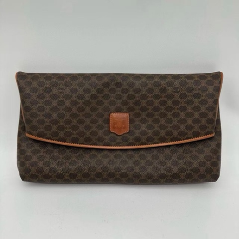 「JL精品代購」 9新 celine老花棕色手拿包