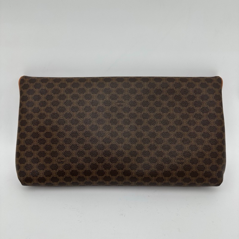 「JL精品代購」 9新 celine老花棕色手拿包-3