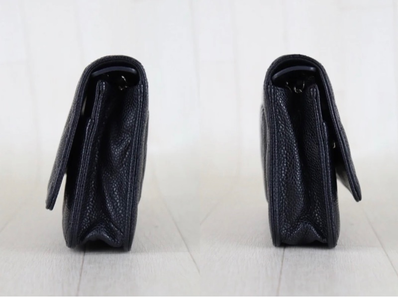 「JL精品代購」 98新 Chanel 香奈兒 Woc 荔枝牛皮 黑銀-4