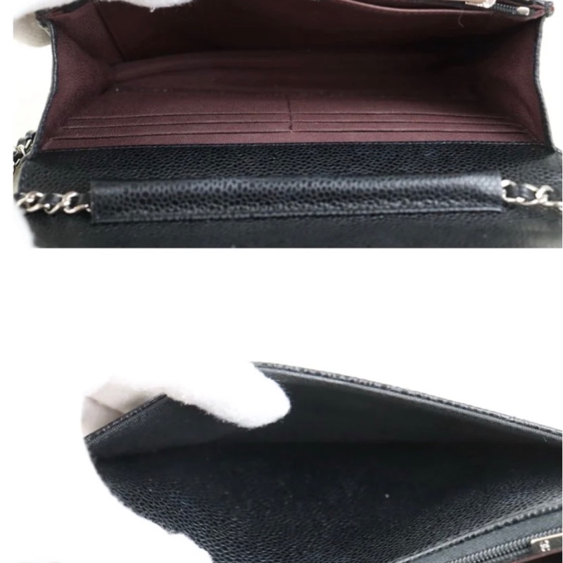 「JL精品代購」 98新 Chanel 香奈兒 Woc 荔枝牛皮 黑銀-9