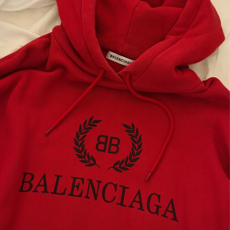 BALENCIAGA | 中性款品牌Logo帽T/ 暗紅-0