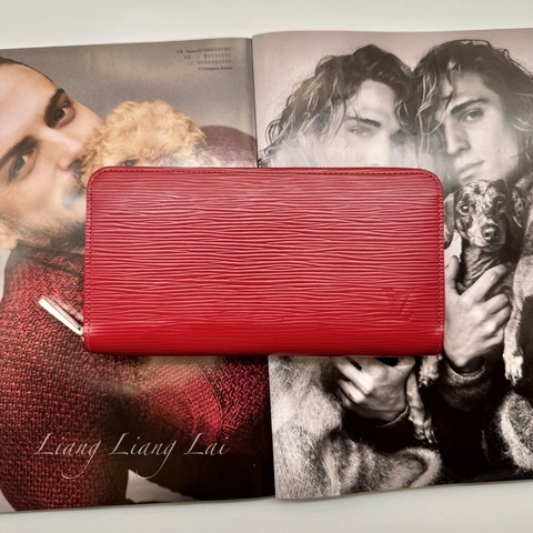 LOUIS VUITTON Epi Zippy Wallet 經典水波紋寶石紅長夾