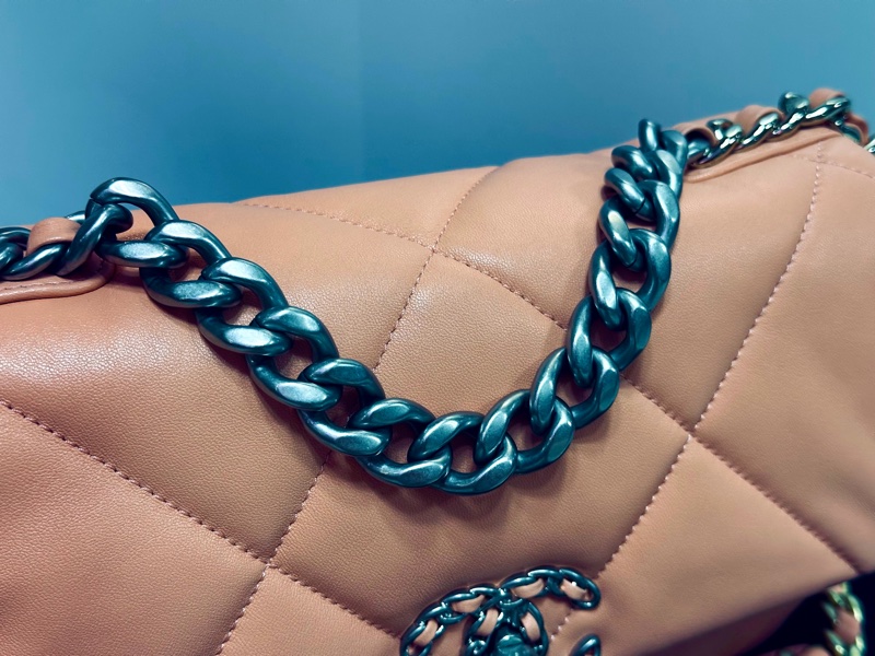 CHANEL 成色基本全新 粉金19bag小號肩背斜背包26*16*7.5 配件塵袋-25