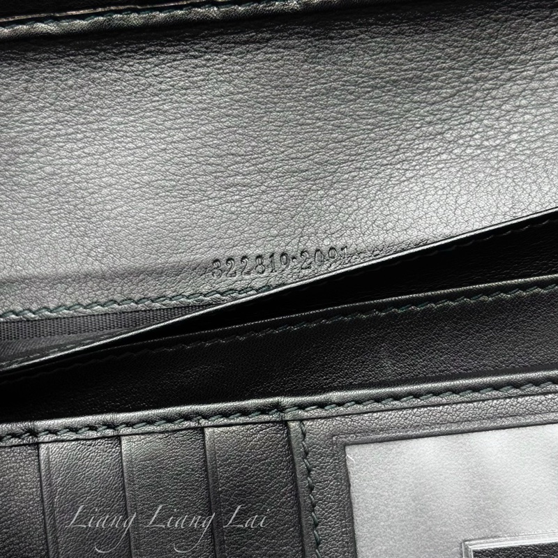 GUCCI 古馳 Microguccissima 經典小雙G壓紋拉鍊黑色長夾-3