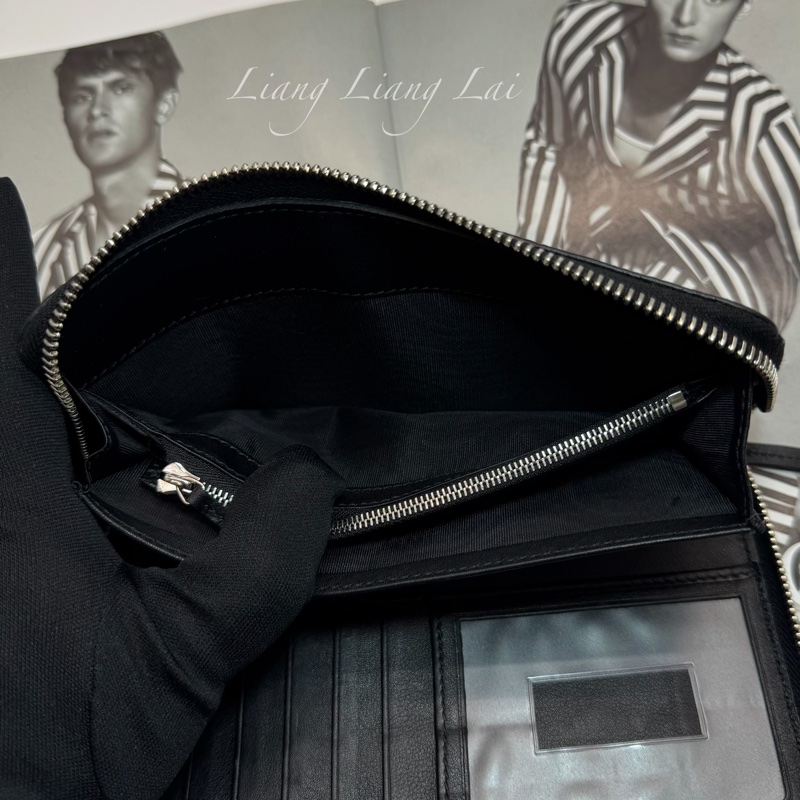 GUCCI 古馳 Microguccissima 經典小雙G壓紋拉鍊黑色長夾-6