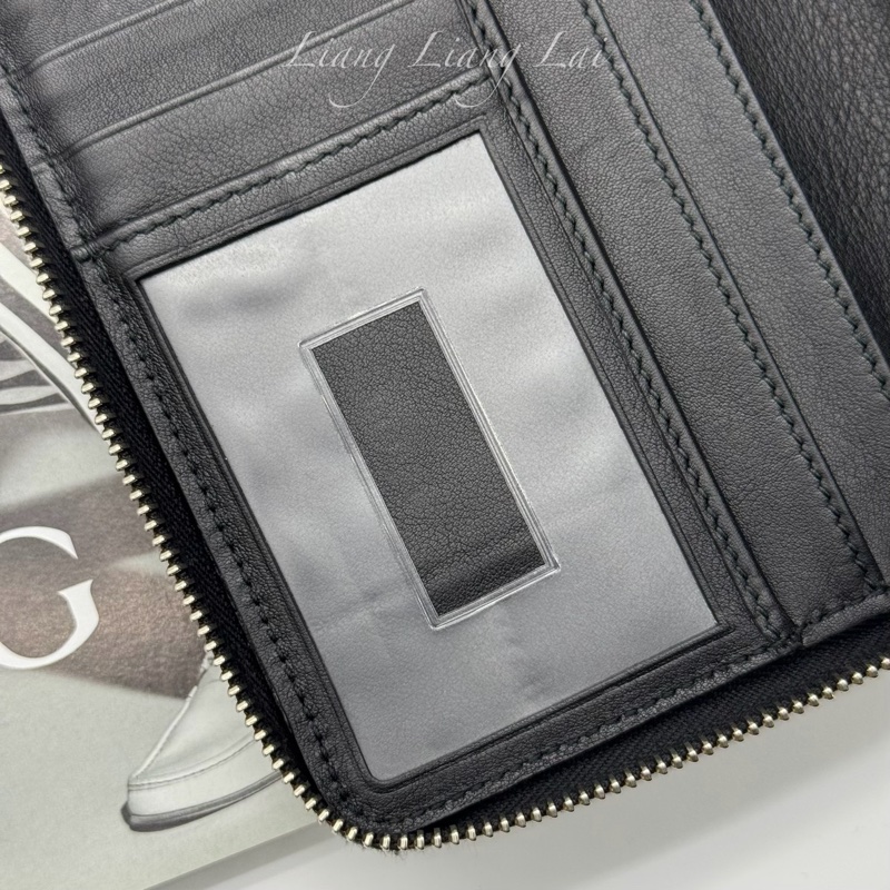 GUCCI 古馳 Microguccissima 經典小雙G壓紋拉鍊黑色長夾-16