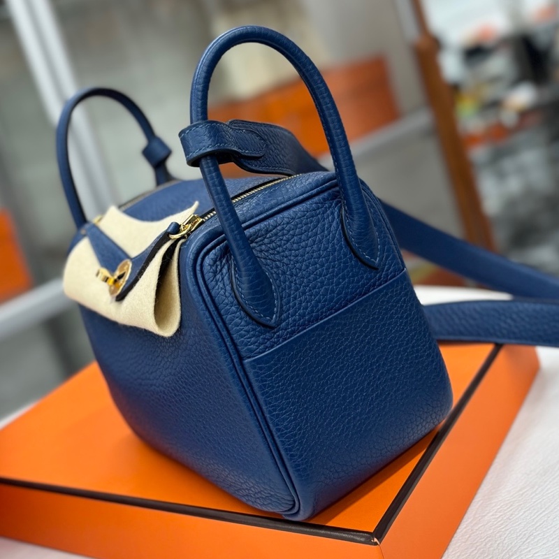 🌈Hermes💙Mini Lindy一代💙S4深邃藍金扣🌈99.5新🌟TC皮🌟愛馬仕🌟-2