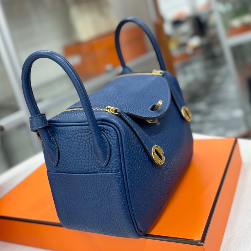 🌈Hermes💙Mini Lindy一代💙S4深邃藍金扣🌈99.5新🌟TC皮🌟愛馬仕🌟-3
