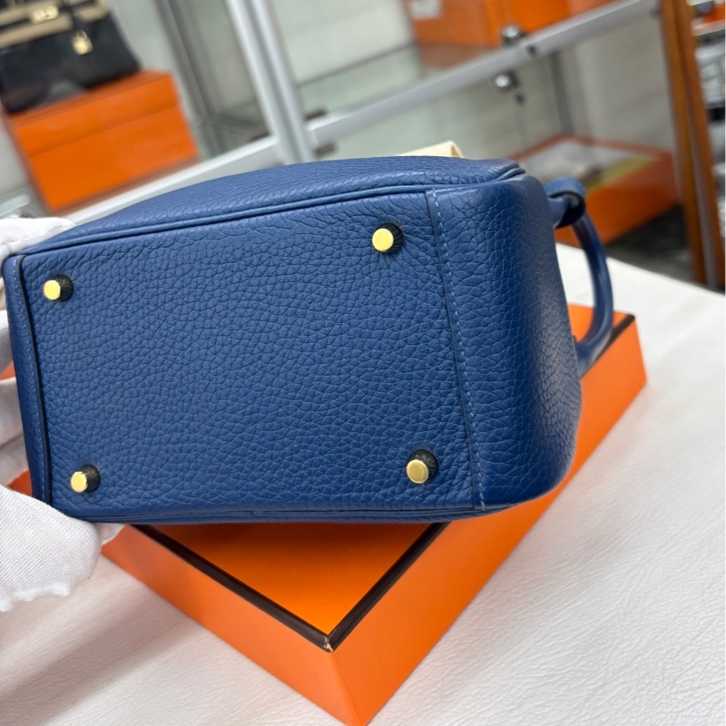 🌈Hermes💙Mini Lindy一代💙S4深邃藍金扣🌈99.5新🌟TC皮🌟愛馬仕🌟-6