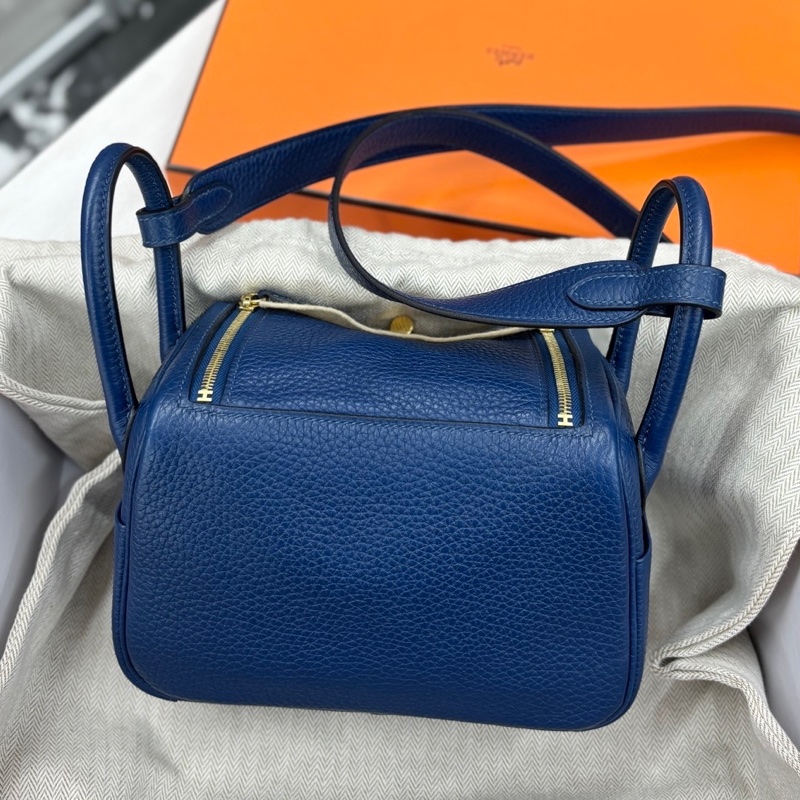 🌈Hermes💙Mini Lindy一代💙S4深邃藍金扣🌈99.5新🌟TC皮🌟愛馬仕🌟-7