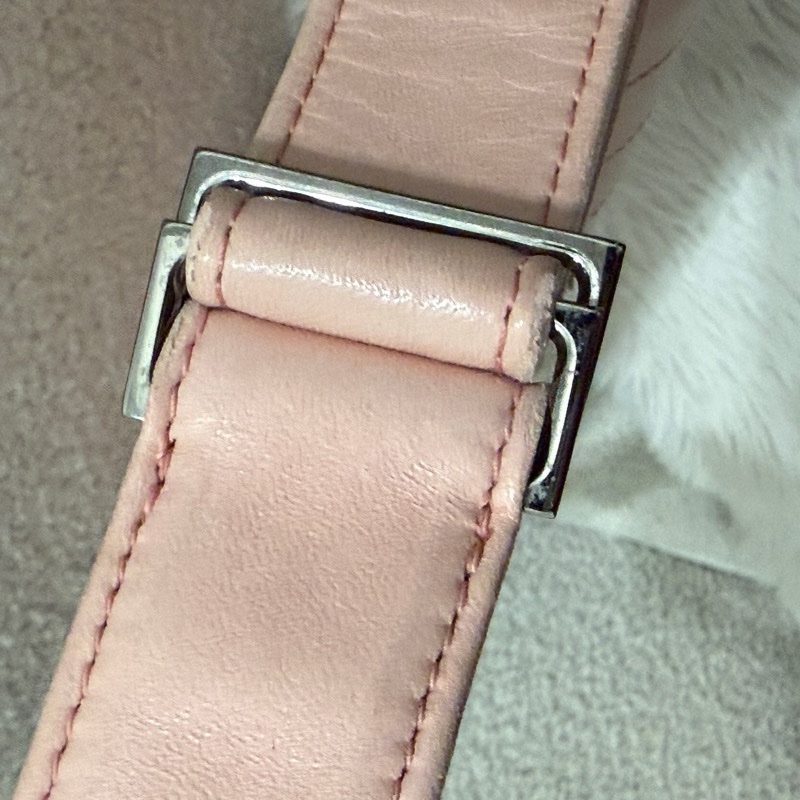 Chanel 中古香奈兒粉色羊皮肩背包腋下包法棍包冰格包-16