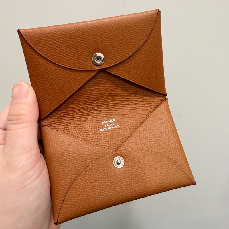 Hermes 愛馬仕 Calvi 卡夾 零錢包 金棕-0