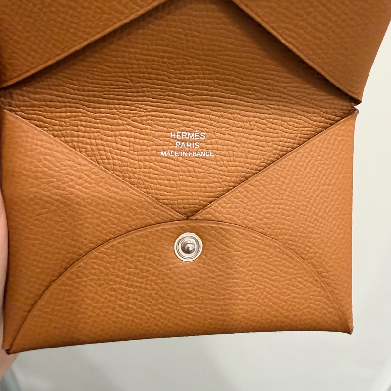 Hermes 愛馬仕 Calvi 卡夾 零錢包 金棕-10