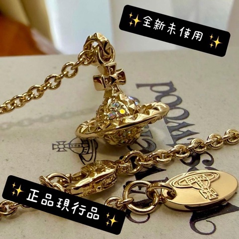 🌷VivienneWestwood *全新*水鑽3D土星項鍊｜經典花紋✦fufu style 精品✦ 氣質款｜