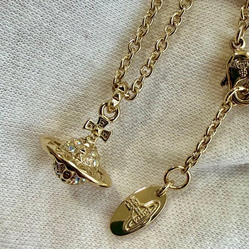 🌷VivienneWestwood 水鑽3D土星項鍊|經典花紋✦fufu style 精品✦ 氣質款|-4