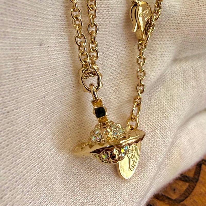 🌷VivienneWestwood 水鑽3D土星項鍊|經典花紋✦fufu style 精品✦ 氣質款|-6