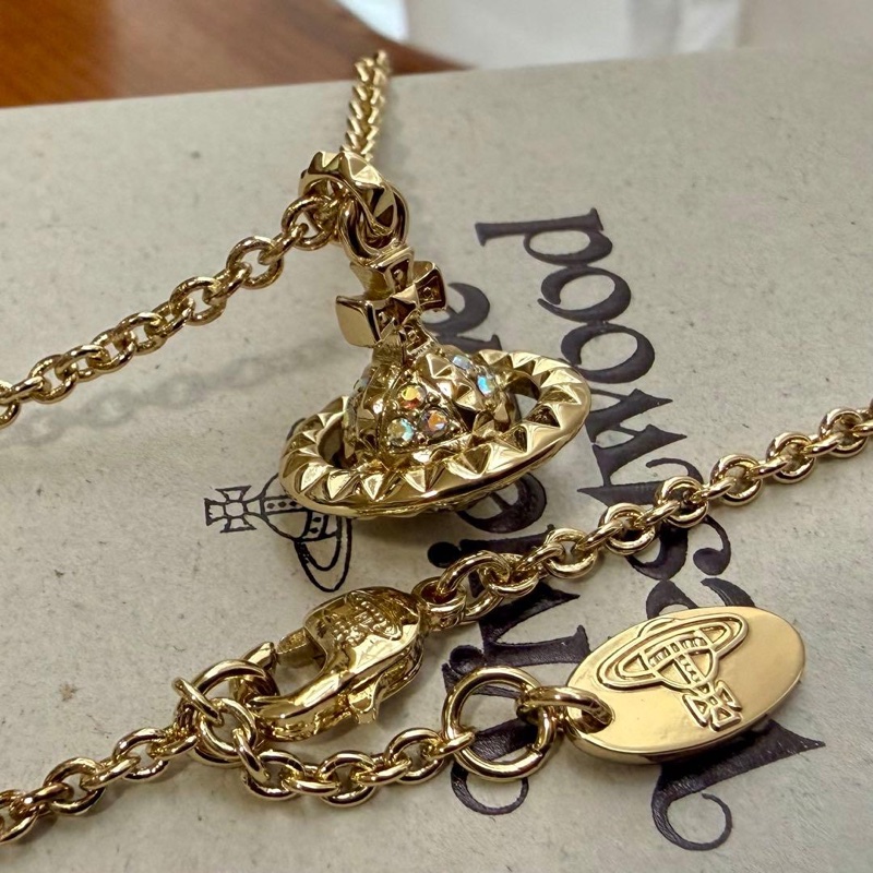 🌷VivienneWestwood 水鑽3D土星項鍊|經典花紋✦fufu style 精品✦ 氣質款|-8