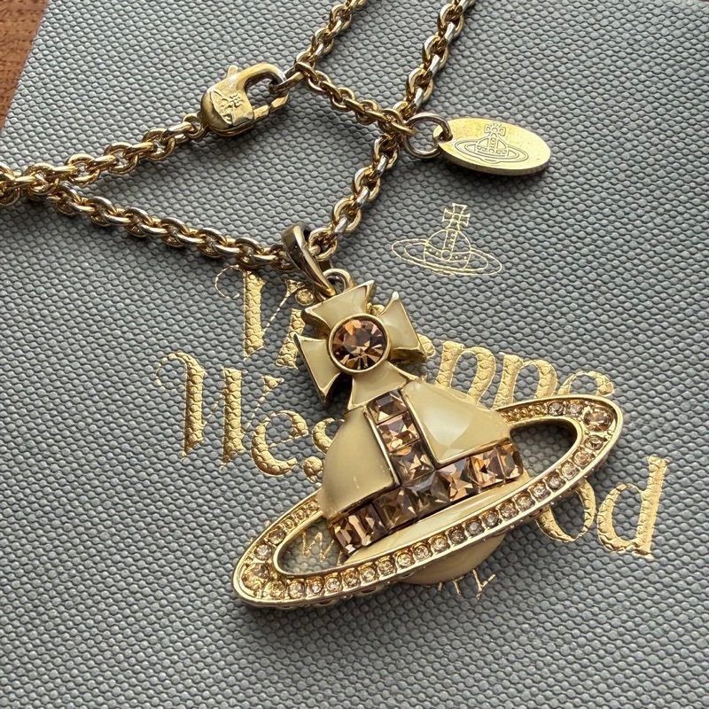 🌷VivienneWestwood 白色水鑽項鍊|經典花紋✦fufu style 精品✦ 氣質款|-1