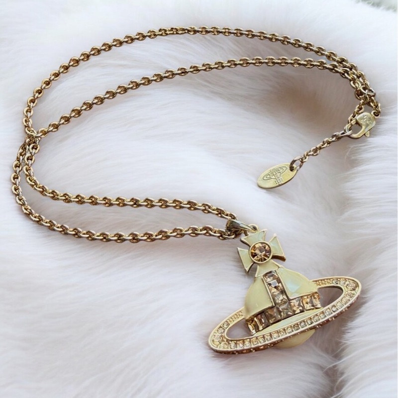 🌷VivienneWestwood 白色水鑽項鍊|經典花紋✦fufu style 精品✦ 氣質款|-2
