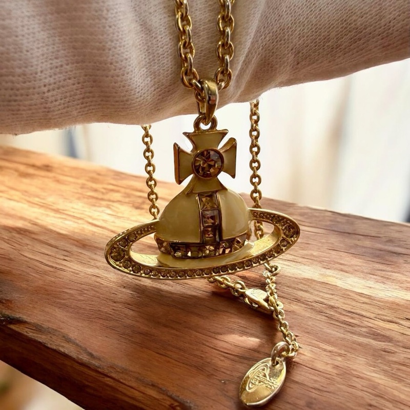 🌷VivienneWestwood 白色水鑽項鍊|經典花紋✦fufu style 精品✦ 氣質款|-4