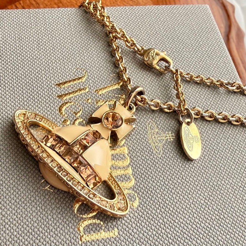 🌷VivienneWestwood 白色水鑽項鍊|經典花紋✦fufu style 精品✦ 氣質款|-6