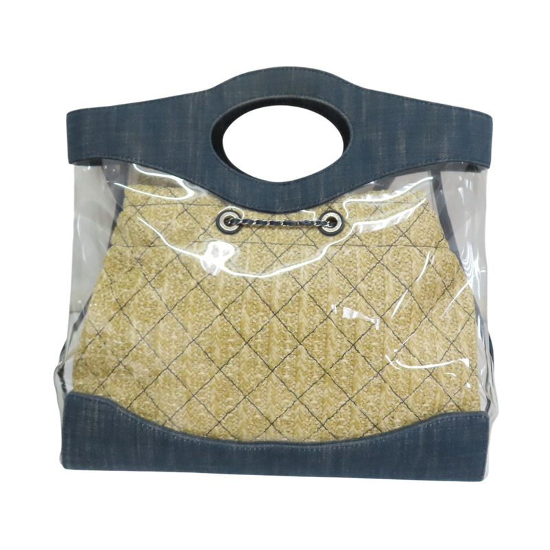 藍/棕色 PVC Denim 稻草 31 Bag 肩背包 無卡【CHANEL 香奈兒】 AS0517-1