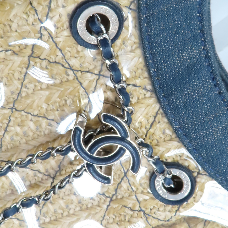 藍/棕色 PVC Denim 稻草 31 Bag 肩背包 無卡【CHANEL 香奈兒】 AS0517-11