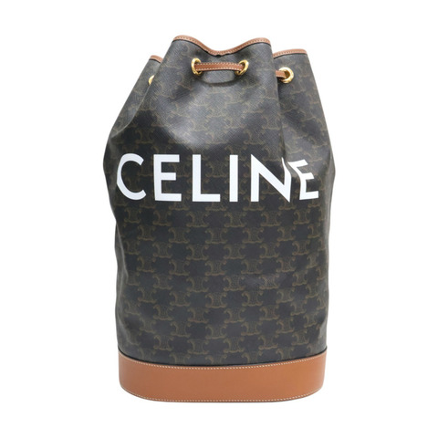 棕色 Triomphe 帆布 Sailor 水桶包 後背包【CELINE 賽琳】 191532BZK.04LU