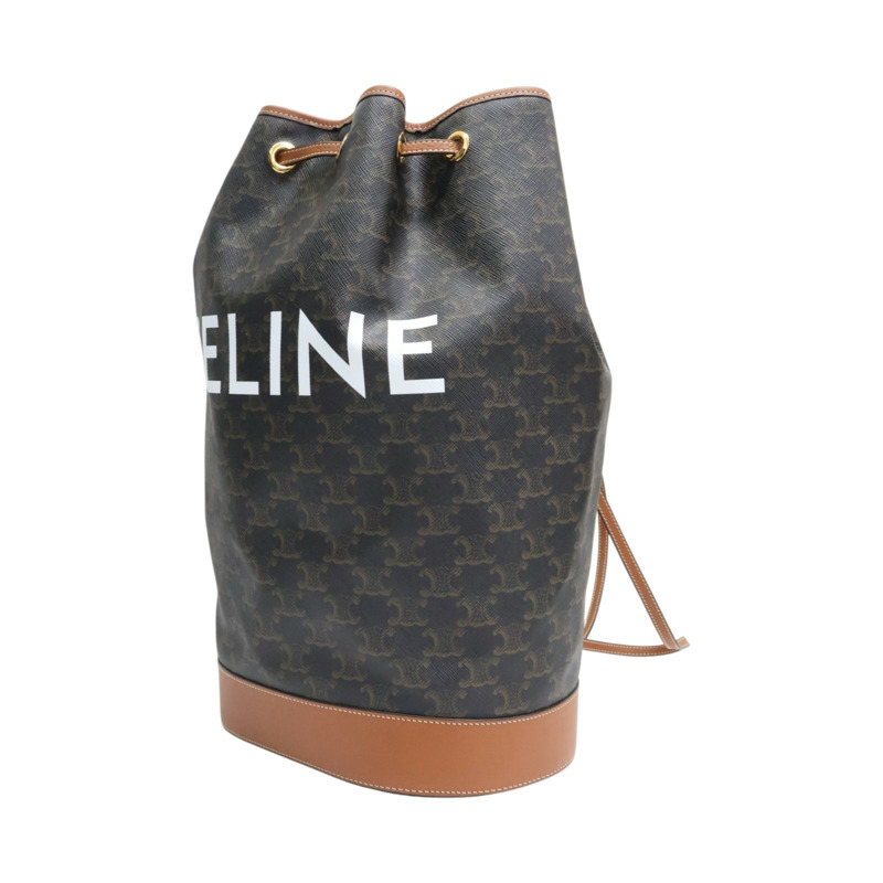 棕色 Triomphe 帆布 Sailor 水桶包 後背包【CELINE 賽琳】 191532BZK.04LU-2