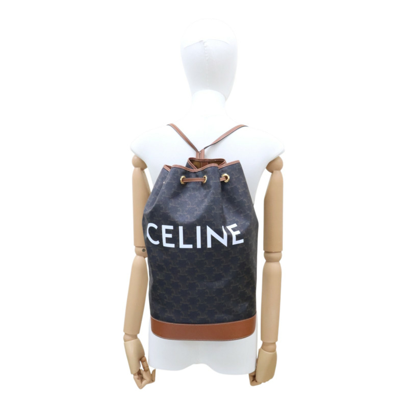 棕色 Triomphe 帆布 Sailor 水桶包 後背包【CELINE 賽琳】 191532BZK.04LU-9