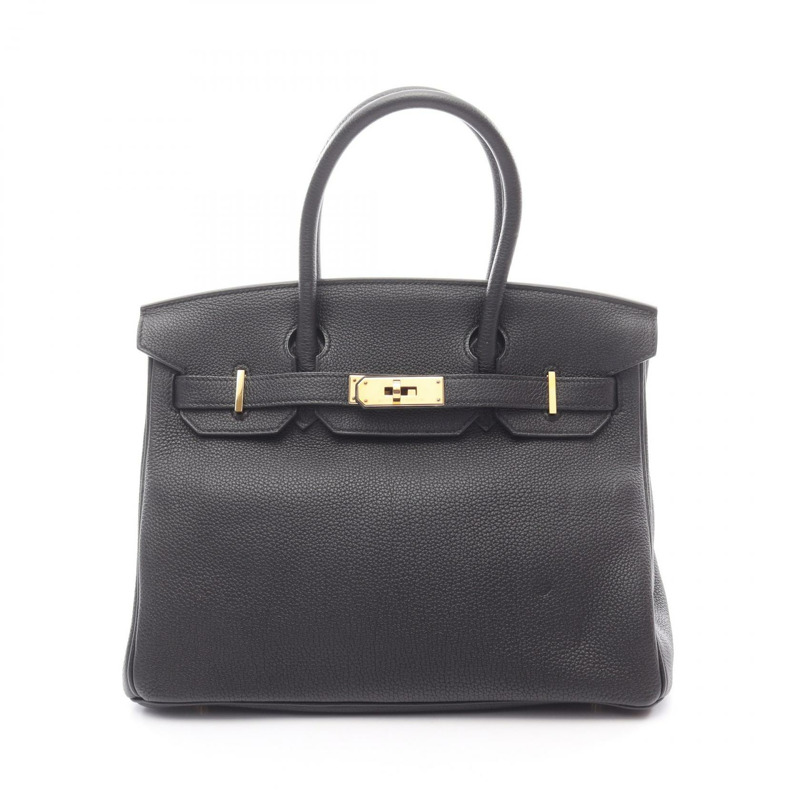 愛馬仕 Birkin 30 手提包 U Togo 皮革黑色二手女士金扣-0
