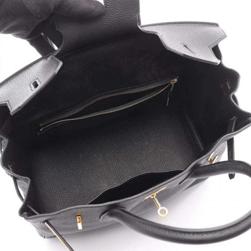 愛馬仕 Birkin 30 手提包 U Togo 皮革黑色二手女士金扣-2