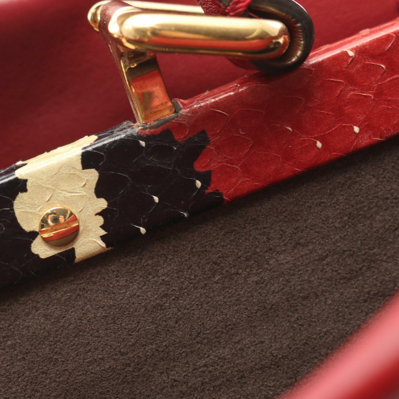 FENDI Peekaboo 大單肩手提包 8BN210 皮革紅色 GHW 二手女式-4