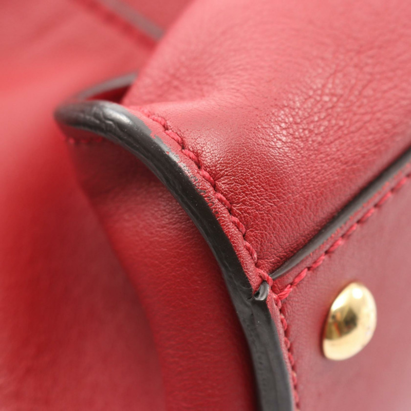 FENDI Peekaboo 大單肩手提包 8BN210 皮革紅色 GHW 二手女式-6