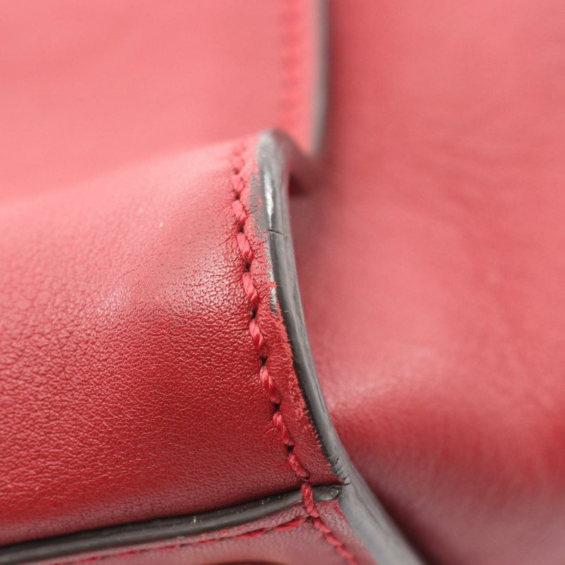 FENDI Peekaboo 大單肩手提包 8BN210 皮革紅色 GHW 二手女式-7