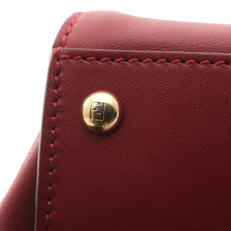 FENDI Peekaboo 大單肩手提包 8BN210 皮革紅色 GHW 二手女式-8