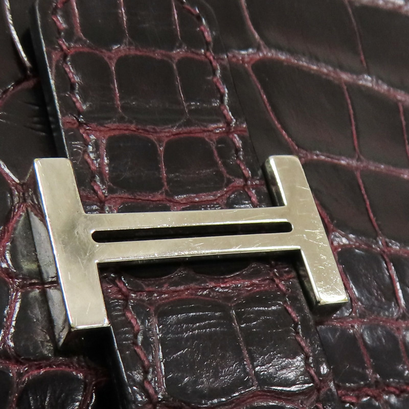 棕色 鱷魚皮 Bearn 長夾 □R刻 銀釦【HERMES 愛馬仕】-7